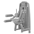 Black Leg Exercise Fitness Machine With Padded Seat Armrests And Weight Stack