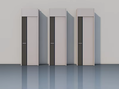 Three Modern Minimalist Swing Doors With Light And Dark Panel Design 3d model