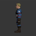 Cartoon Superhero Character In Blue Uniform With White Star Red Stripes Brown Gloves And Boots Standing Pose
