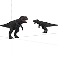 Two Gray T Rex Dinosaur Models Standing Face to Face on White Background 3d model