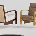 Modern Lounge Chair With Wooden Frame And Upholstered Seat In Beige White Brown Styles