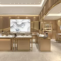 Luxury Chinese Gold Jewelry Store Modern Interior With Gold Display Cases And Elegant Lighting
