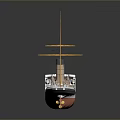 Vintage Model Ship With Classic Design Orange Funnels Yellow Masts And White Red Hull