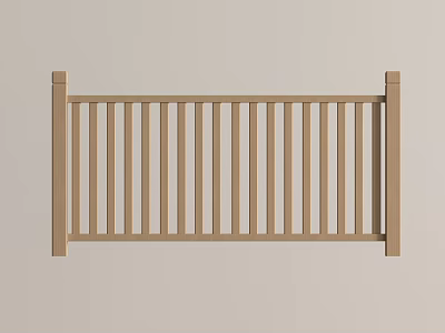 Outdoor Wooden Railing With Vertical Slats And Top Bottom Rails Design 3d model