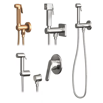 Modern Bathroom Storage Shelf with Gold Silver Metal Shower Accessories Organizer 3d model
