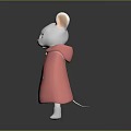 White Cartoon Mouse Character Wearing Pink Cloak Standing On Gray Surface
