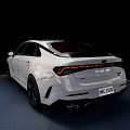 White Modern Sedan With Sleek Exterior And Black Wheels On Blue Floor