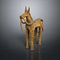 Ancient Bronze Horse Sculpture With Intricate Carvings And Ornate Reins Design
