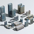 Modern Office Buildings With Various Architectural Designs And High Rise Structures 3d model