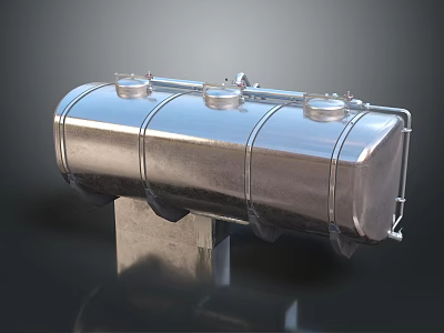 Stainless Steel Industrial Storage Tank With Multiple Lids And Support Stand 3d model