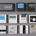 Various Design Switch Panels with Temperature Display and Humidity Control in Black and White 3d model
