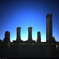 Modern Waterfront Office Building With Tall High Rise Design And Blue Sky Scenic Surroundings