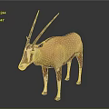 Brown and White Antelope with Long Horns Standing in Studio Setting 3d model