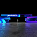 Illuminated Event Entrance Design With LOGO Display Blue Purple Lighting And LED Screen Panels