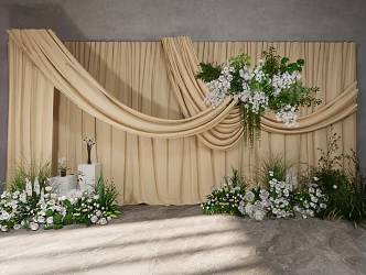 682 MM champagne cloth curtain display area wedding 3d model