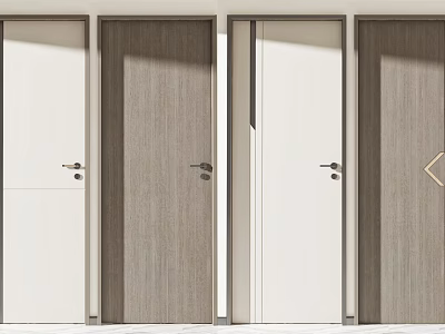 Modern Interior Hinged Doors With White And Wood Grain Design Options 3d model
