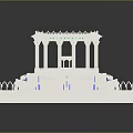 White Decorative Architectural Model With Multi Layered Columns Circular Top And Green Blue Accents