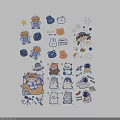 Cute Cartoon Wall Decor With Astronaut Bear Star Cloud And Girl Stickers