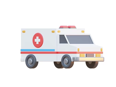 White Emergency Ambulance Vehicle With Red Cross Symbol And Emergency Lights 3d model