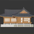 Traditional Chinese Architectural Design With Gray Tiled Roof Overhanging Eaves Wooden Platform And White Stairs 3d model