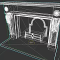 Vintage Fireplace With Ornate Carved Details And White Marble Base