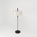 Minimalist Floor Lamp With Black Pole White Shade And Round Base