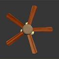 Electric Ceiling Fan With Wooden Blades Metal Base And Home Lighting Design