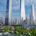 Birds Eye View Planning of Modern Cityscape with Skyscrapers Ferris Wheel River and Green Spaces