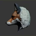 3D Rendered Fox Head Character With Vibrant Orange Blue Fur And Yellow Eyes