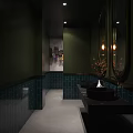 Sleek Modern Bar Interior With Glass Shelves Bottles Warm Lighting And Gold Stools