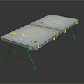 Foldable Office Desk With Gray Desktop And Colorful Sticky Notes On Metal Frame Workspace