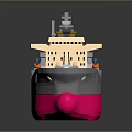 Large Pink and Gray Cargo Ship Featuring Deck Cargo Containers and Bridge