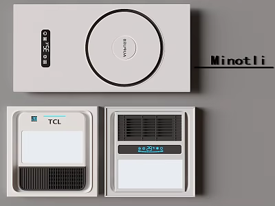 TCL White Bathroom Electrical Appliance With Digital Display And Grille Design 3d model