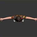 A Man With Arms Outstretched Wearing Flame T-Shirt Blue Jeans White Shoes On Gray Background
