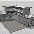 Modern Two Story Container Building With Balcony Staircase And Glass Facade
