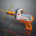 Futuristic Orange And White Weapon With Digital Screen And Mechanical Structure 3d model