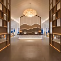 Elegant Modern Hotel Lobby Interior Design With Grand Chandelier And Marble Reception Desk