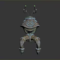 Unique 3D Designed Mechanical Creature with Green Tentacles and Patterned Legs