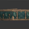 Vintage Square Decorative Box with Copper Accents and Green Floral Patterns for Daily Use