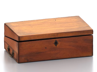 Rectangular Wooden Storage Box for Home Use with Lid and Metal Clasp 3d model