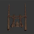 Simple Wooden Branch Structures With Small Figurines On White Background
