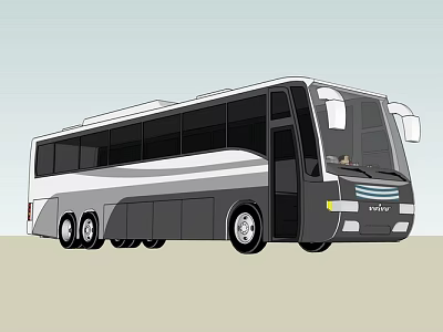 Modern Luxury Coach Bus Featuring Shower Sauna Facilities And Comfortable Interior 3d model