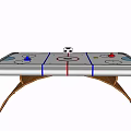 Stylish Air Hockey Table With Red Blue Strikers Puck And Curved Wooden Legs