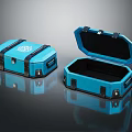 Blue Equipment Cases With Closed And Open Design Featuring Logo And Black Interior 3d model