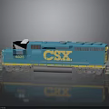 Blue CSX Train Locomotive Model 6025 on Gray Reflective Surface