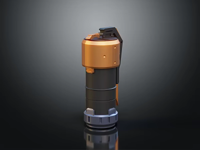 Tactical Weapon with Orange Black Body Top Handle and Base Structure Design 3d model