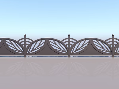 Decorative Modern Railing Featuring Intricate Leaf Shaped Patterns And Metal Frame 3d model