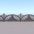 Decorative Modern Railing Featuring Intricate Leaf Shaped Patterns And Metal Frame 3d model