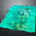 Underwater Seabed Terrain With Green Water Coral Formations And Rocky Outcrops