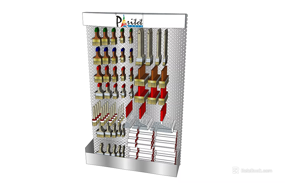 Retail Display Shelf With Metal Perforated Design For Organizing Tools And Brushes 3d model 
